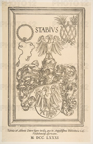 Coat -of-Arms of Johan Stabius, edition of 1781.n.d. Creator: Albrecht Durer.