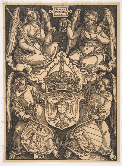The Arms of the Holy Roman Empire and of the City of Nuremberg.n.d. Creator: Albrecht Durer.
