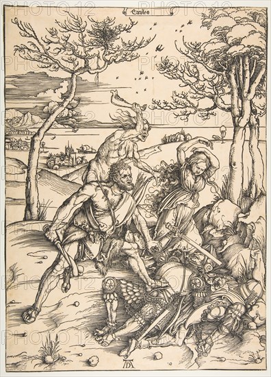 Hercules Conquering the Molionide Twins.n.d. Creator: Albrecht Durer.