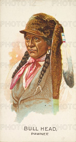 Bull Head, Pawnee, from the American Indian Chiefs series (N2) for Allen & Ginter Cigarett..., 1888. Creator: Allen & Ginter.