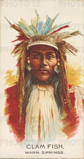 Clam Fish, Warm Springs, from the American Indian Chiefs series (N2) for Allen & Ginter Ci..., 1888. Creator: Allen & Ginter.