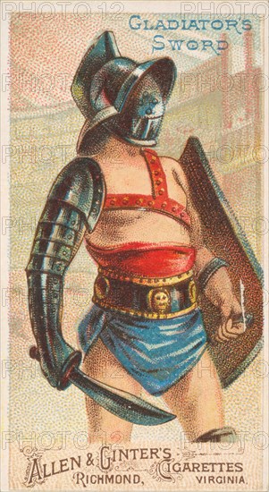 Gladiator's Sword, from the Arms of All Nations series (N3) for Allen & Ginter Cigarettes ..., 1887. Creator: Allen & Ginter.