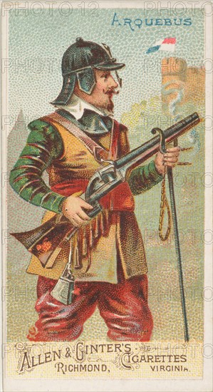 Arquebus, from the Arms of All Nations series (N3) for Allen & Ginter Cigarettes Brands, 1887. Creator: Allen & Ginter.