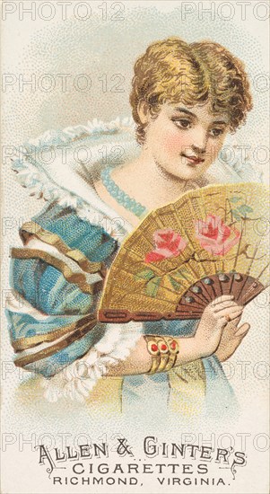 Plate 14, from the Fans of the Period series (N7) for Allen & Ginter Cigarettes Brands, 1889. Creator: Allen & Ginter.