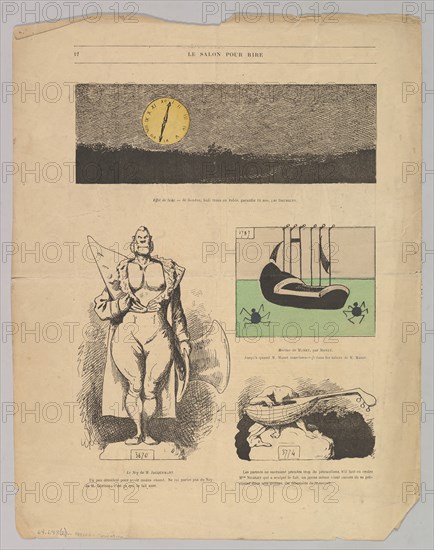 Caricatures of paintings by Daubigny and others in Le Salon Pour Rire, ca. 1868. Creator: Andre Gill.