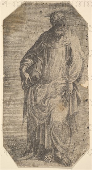 Saint Philip standing with a book under his right arm, from 'Christ and the Apostles', ca. 1548-50. Creator: Andrea Schiavone.