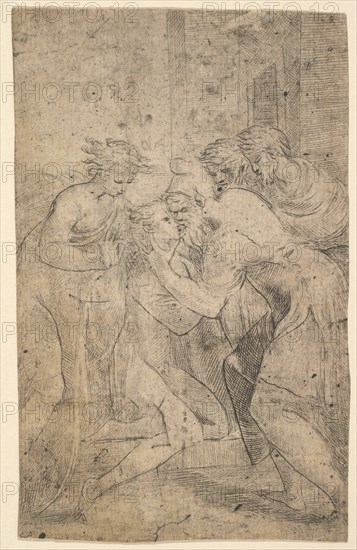 The return of the prodigal son who falls at his father's feet, ca. 1536-40. Creator: Andrea Schiavone.