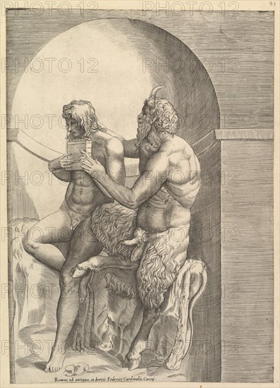 Speculum Romanae Magnificentiae: Pan Teaching the Young Olympus to Play the Flute, ca. 1540-80. Creator: Unknown.