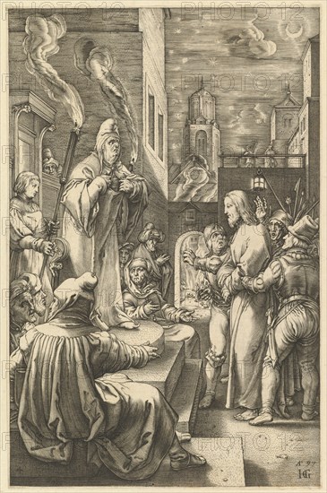 Christ Before Caiaphas, from The Passion of Christ, ca. 1598-1617. Creator: Unknown.