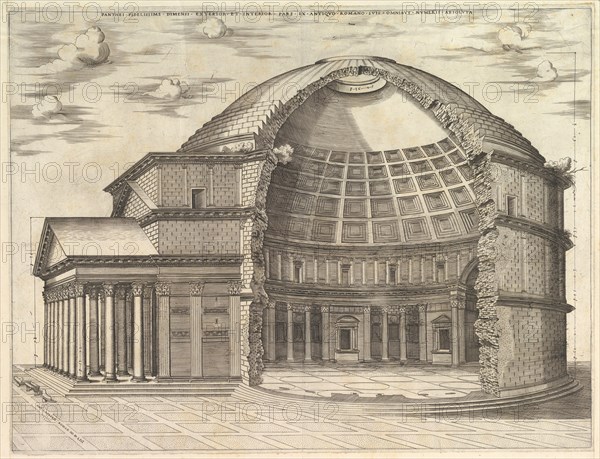 Speculum Romanae Magnificentiae: The Pantheon, broken away to show the interior, 1553. Creator: Unknown.