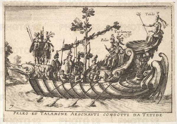 Plate 7: Peleo et Talamone Argonauti condotti da Tetide, from The magnificent pageant on t..., 1664. Creator: Unknown.