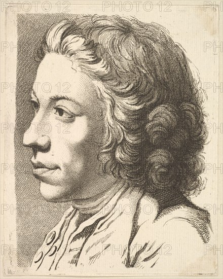 Head of a Man in Profile, from Livre de Têtes Gravées d'apres F. Boucher et Autres..., 18th century. Creator: Unknown.