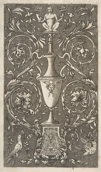 Grotesque with a vase, birds and acanthus scrolls, ca. 1515-1600. Creator: Unknown.
