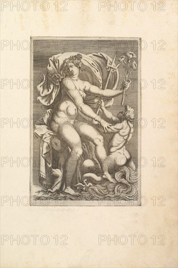 Thetis Seated with a Triton, 16th century. Creator: Unknown.