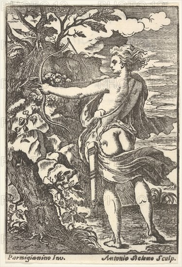 Callisto hunting with drawn bow, after Parmigianino), 1720-1740. Creator: Antonio Belemo.