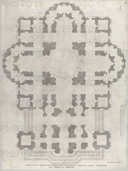 Speculum Romanae Magnificentiae: Plan of St. Peter's, 1549. Creator: Unknown.