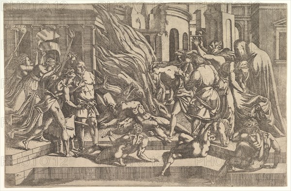 Burning of a corpse, ca. 1543. Creator: Antonio Fantuzzi.