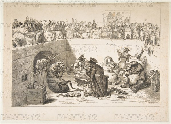 The People Delivered to the Vampire Taxes, May 1833. Creators: Jean Ignace Isidore Gerard, Auguste Raffet.