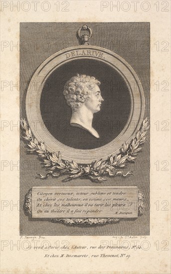 Portrait of De Larive, 1785. Creator: Augustin de Saint-Aubin.