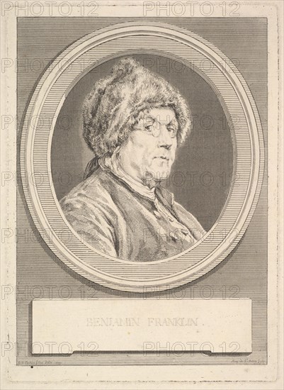 Portrait of Benjamin Franklin, 1777. Creator: Augustin de Saint-Aubin.