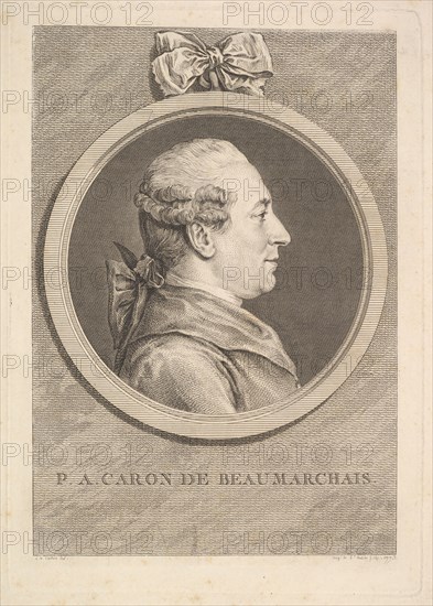Portrait of P.A. Caron de Beaumarchais, 1773. Creator: Augustin de Saint-Aubin.