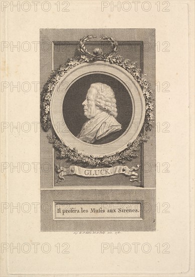 Portrait of Gluck, 1781. Creator: Augustin de Saint-Aubin.