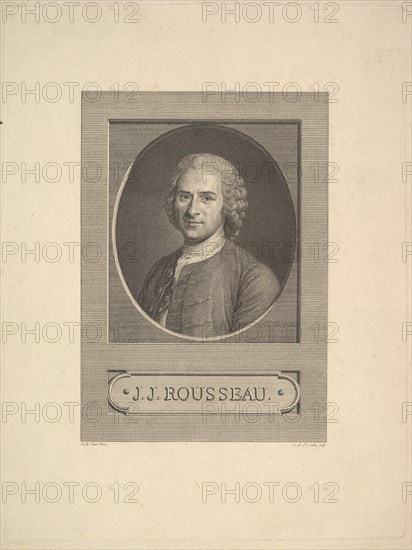 Portrait of Jean-Jacques Rousseau, 1777. Creator: Augustin de Saint-Aubin.