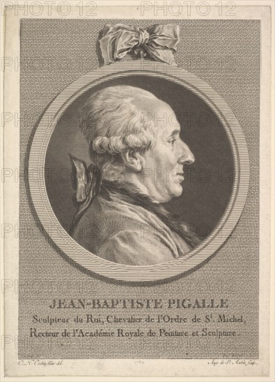 Portrait of Jean-Baptiste Pigalle, 1782. Creator: Augustin de Saint-Aubin.