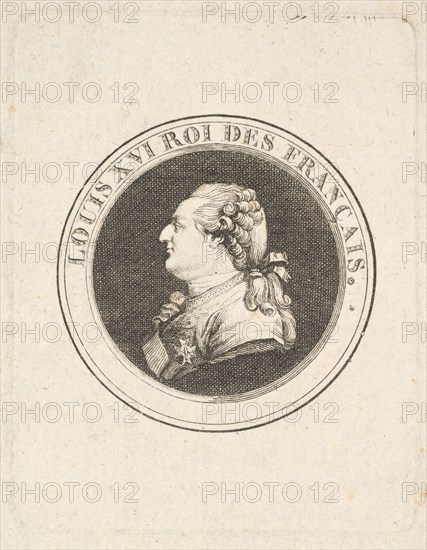 Print of a Portrait Medal of Louis XVI, possibly 1789-90. Creator: Augustin de Saint-Aubin.