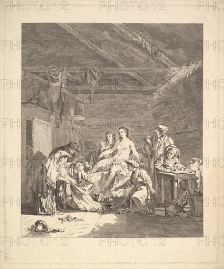 Vignette of the first volume, page 165: Usage des Russes après le Mariage et avant la Noce..., 1767. Creator: Augustin de Saint-Aubin.