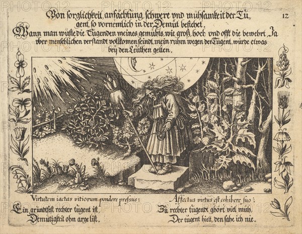 Von sorglichkeit ansächtung, schwere und mühsamkeit der Tugent, so vornemlich in der Demut..., 1652. Creator: Balthasar Schwan.
