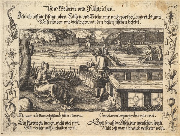 Von Weihern und Fischteichen, illustration from Petrarch, Glück und Unglück Spiegel, figur..., 1652. Creator: Balthasar Schwan.