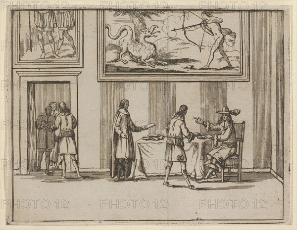 Francesco I d'Este Instructing for Alms to be Given to the Poor, from L'Idea di un Princip..., 1659. Creator: Bartolomeo Fenice.