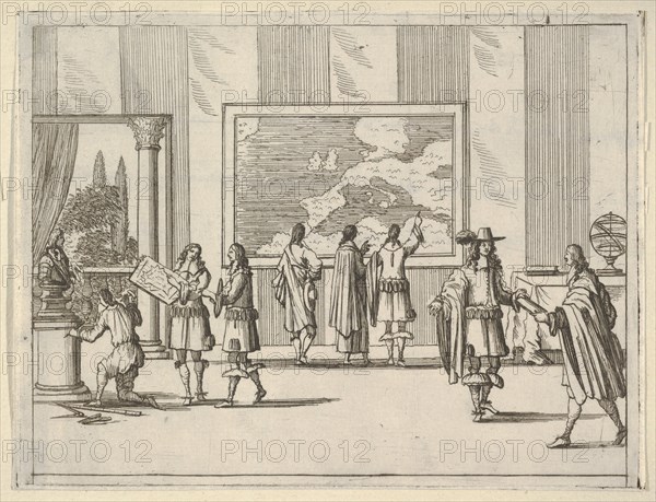 Francesco I d'Este Invites Foreign Scholars to Court, from L'Idea di un Principe ed Eroe C..., 1659. Creator: Bartolomeo Fenice.