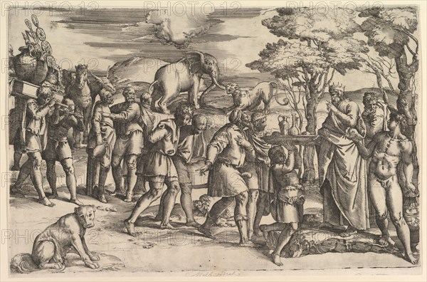 Melchizadek Offering Bread and Wine to Abraham, ca. 1547. Creator: Battista Franco Veneziano.