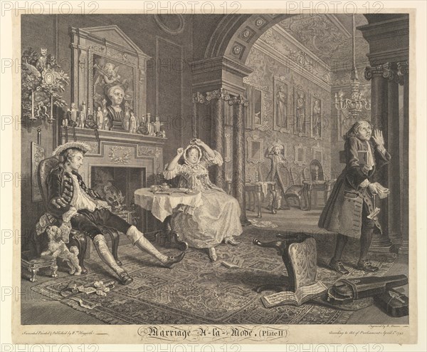 Marriage A-la-Mode, Plate II, April 1, 1745. Creator: Bernard Baron.