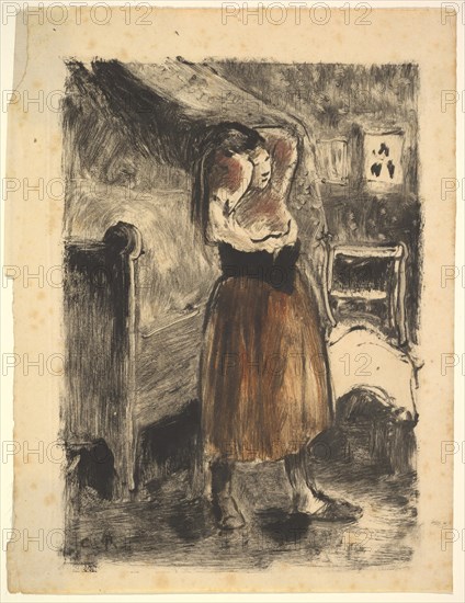 Woman Arranging Her Hair, 1894. Creator: Camille Pissarro.