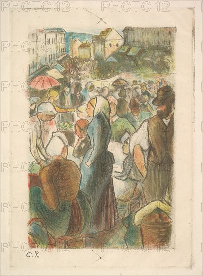 The Market at Gisors: Rue Cappeville, 1894-95. Creator: Camille Pissarro.