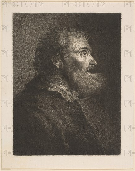An Old Man in Profile, 1761. Creator: William Baillie.