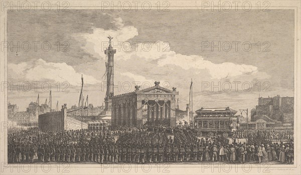 Cérémonie de l'inauguration de la colonne de juillet, 1840, 1840. Creator: Joseph-Louis Trimolet.