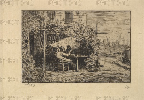 The Farewell Breakfast at Asnières, 1861. Creator: Charles Francois Daubigny.