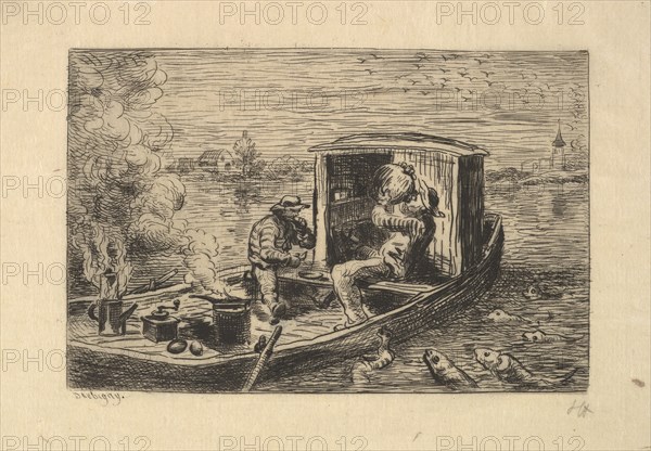 Gobbling a Meal, 1861. Creator: Charles Francois Daubigny.