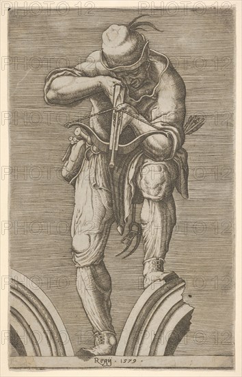 A Man Shooting a Crossbow, 1579. Creator: Cherubino Alberti.