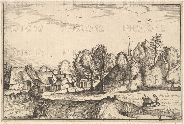 Road into a Village, plate 19 from Regiunculae et Villae Aliquot Ducatus Brabantiae, ca. 1610. Creator: Claes Jansz Visscher.