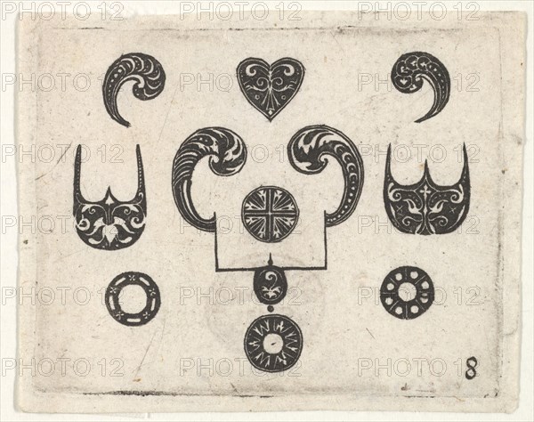 Blackwork Print with Various Motifs, ca. 1620. Creator: Claes Jansz Visscher.