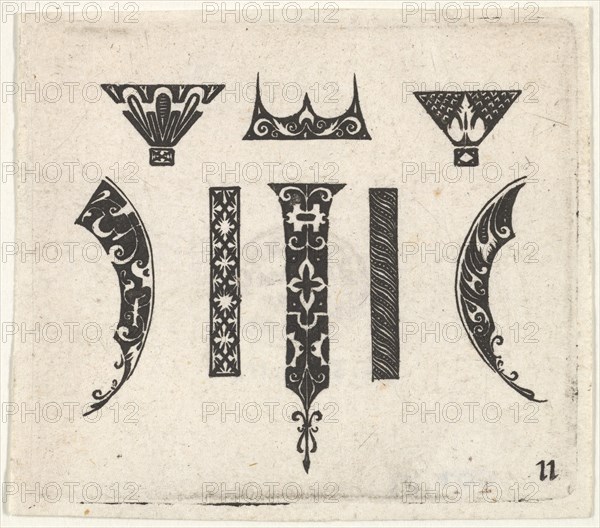 Blackwork Print with Eight Motifs, ca. 1620. Creator: Claes Jansz Visscher.