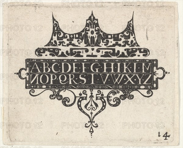 Blackwork Print with the Alphabet, ca. 1620. Creator: Claes Jansz Visscher.