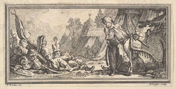 Turkish Soldiers Resting, 1746-47. Creator: Claude Augustin Duflos le Jeune.