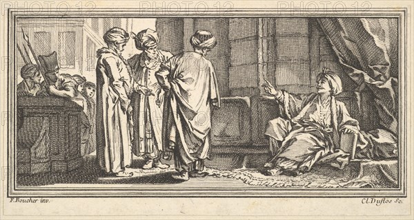 The Hearing of Qadi, 1746-47. Creator: Claude Augustin Duflos le Jeune.