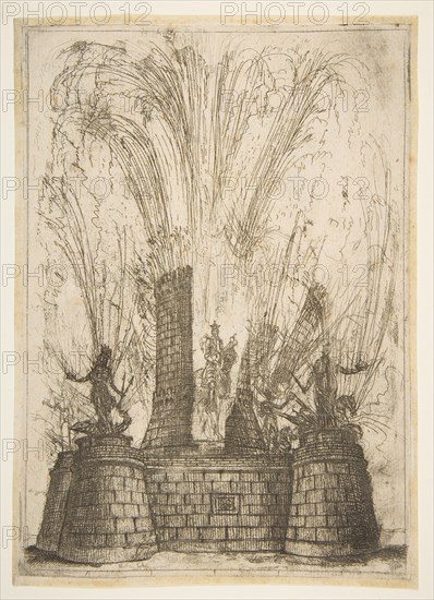 The Round Tower Ruptured to Reveal the Statue of the King of the Romans, 1637. Creator: Claude Lorrain.